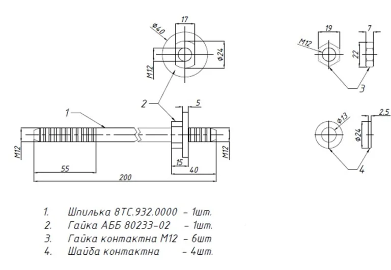 Ներածման գամ M12×176